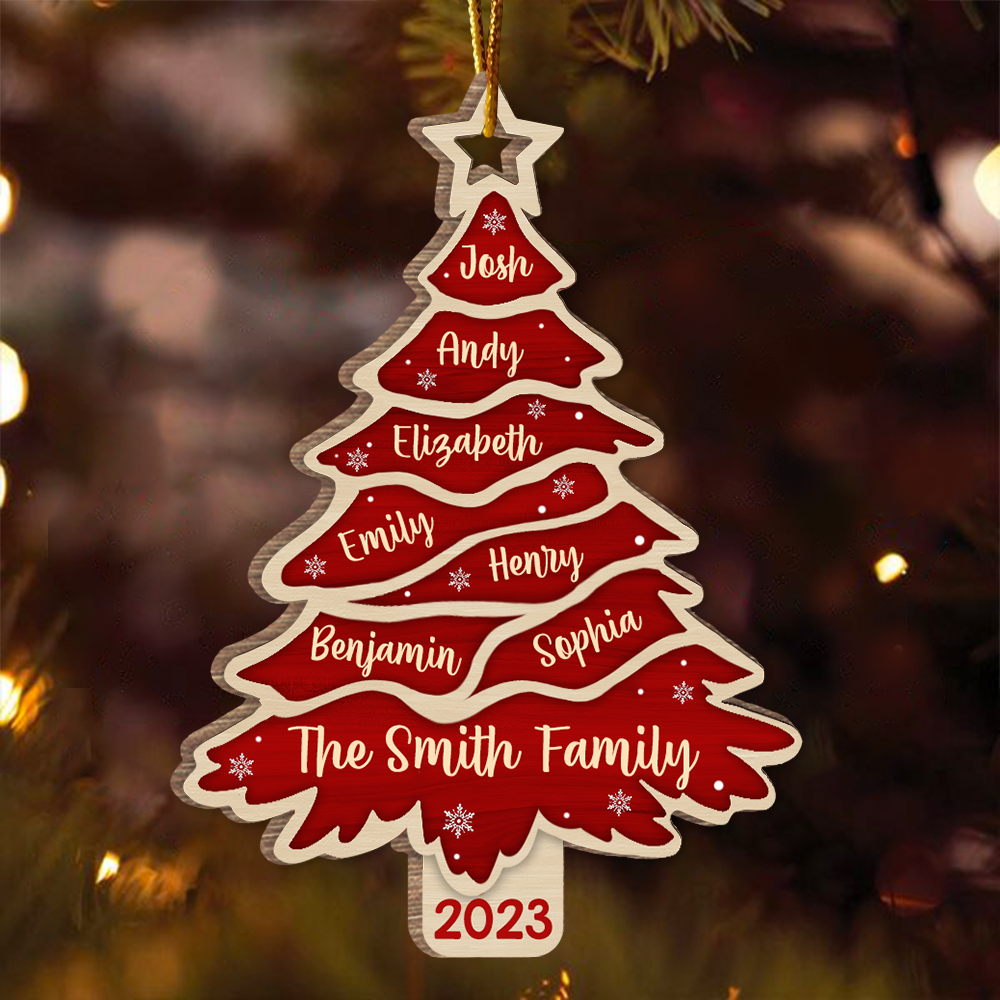 Personalized wooden christmas top tree ornaments