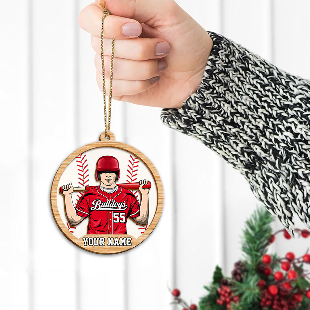 Baseball Jersey Personalized Whitewash Wood Ornament