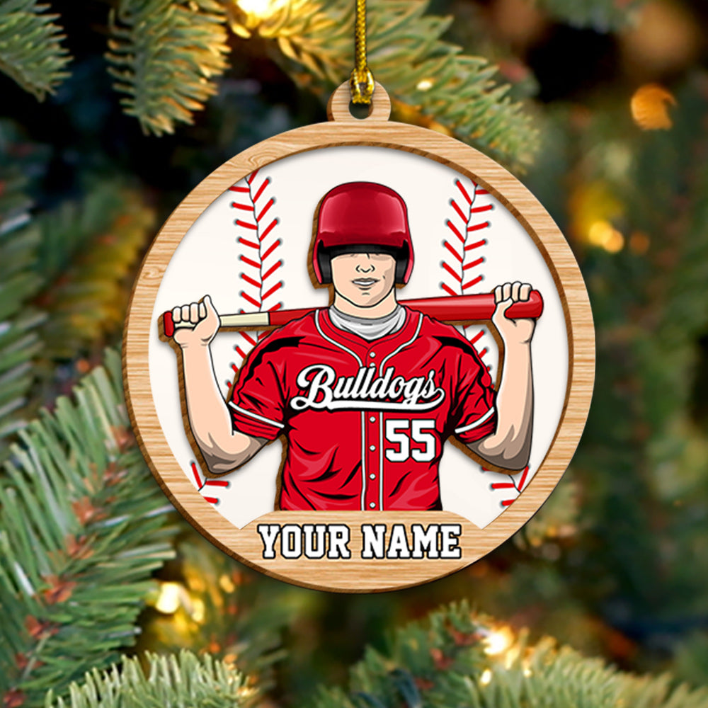 Baseball Jersey Personalized Whitewash Wood Ornament