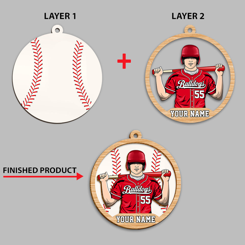 Baseball Jersey Personalized Whitewash Wood Ornament