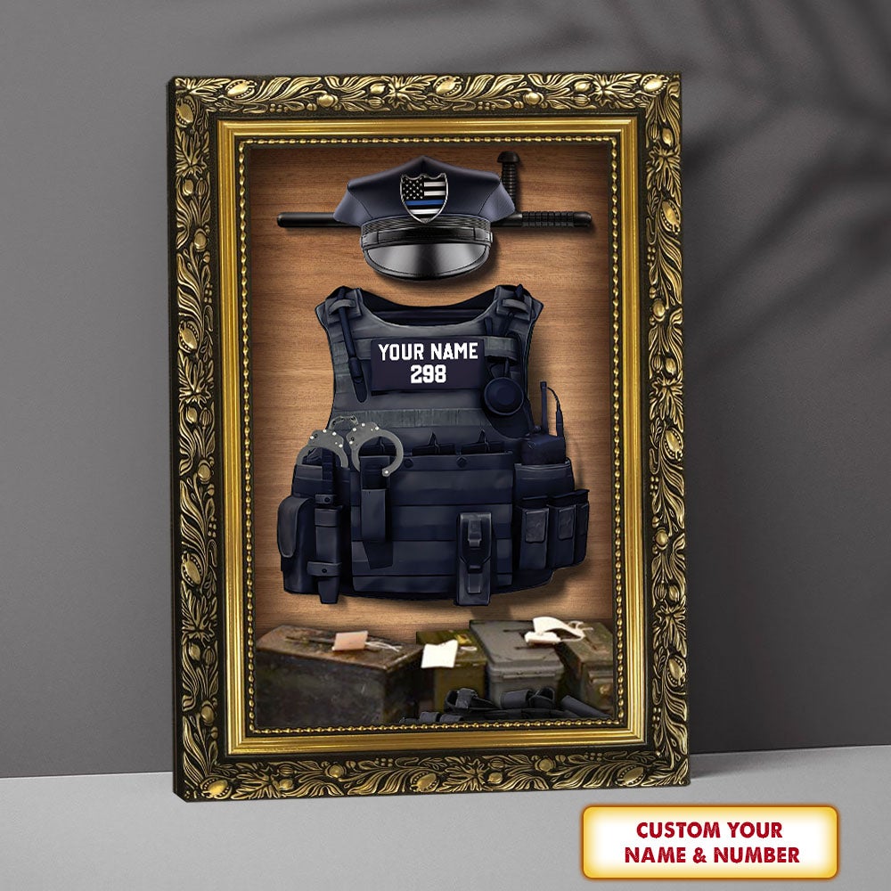 Personalized Police Bulletproof Vest Canvas Proud Police Poster Canvas