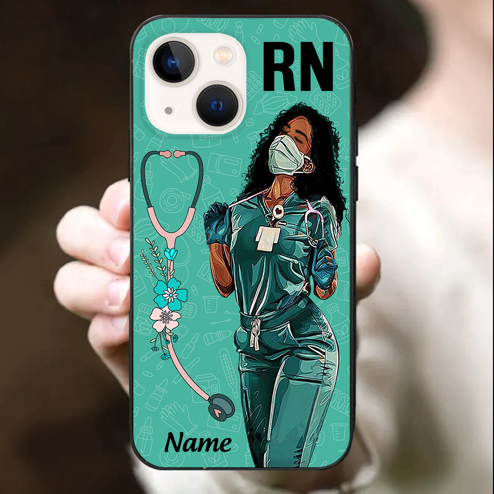 Personalized Black Nurse Phone Case Nurse Black Queen Phone Case K1702