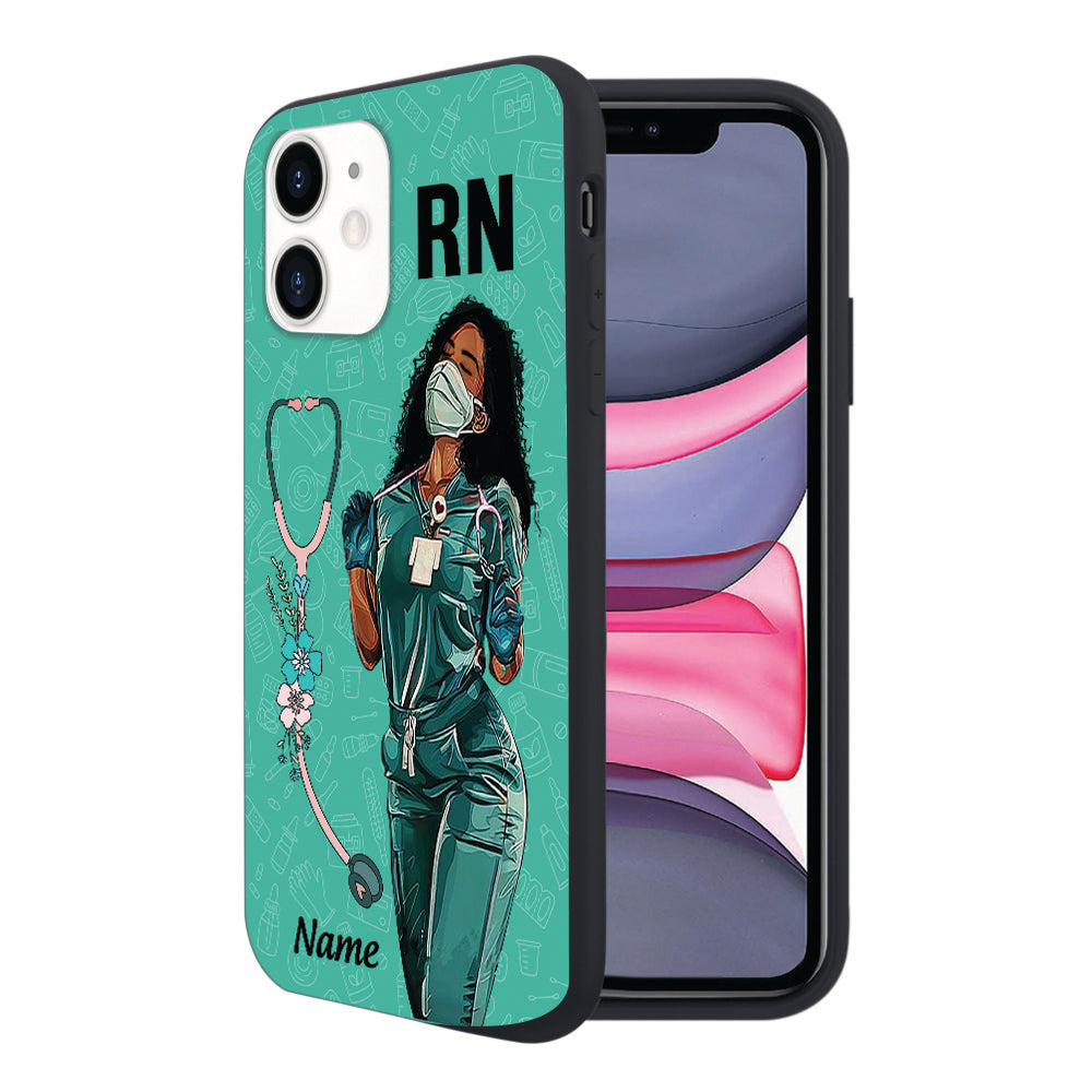 Personalized Black Nurse Phone Case Nurse Black Queen Phone Case K1702