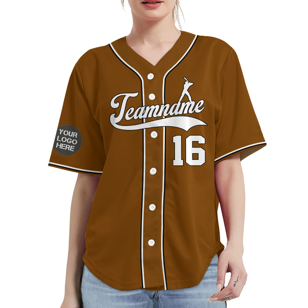 Custom Logo Name Number Brown Baseball Jersey