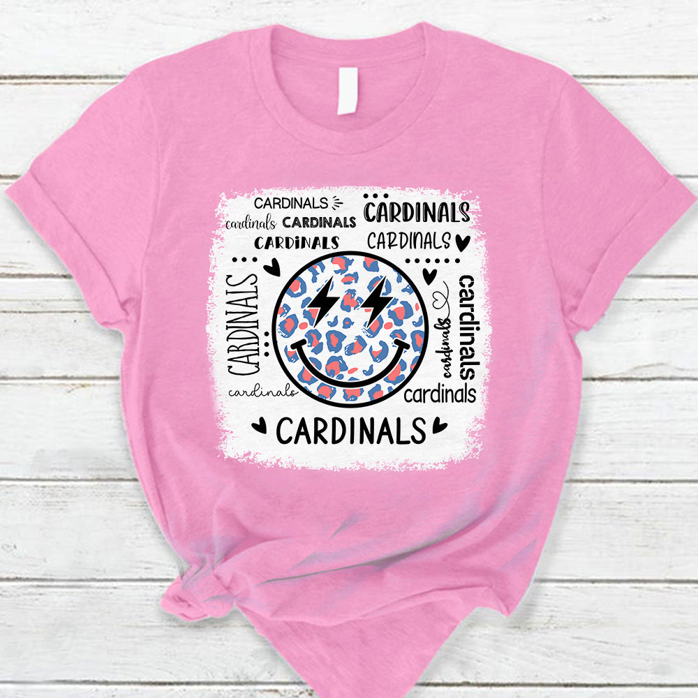 Personalized Cardinals Leopard Smiley Face T-Shirt For Teacher