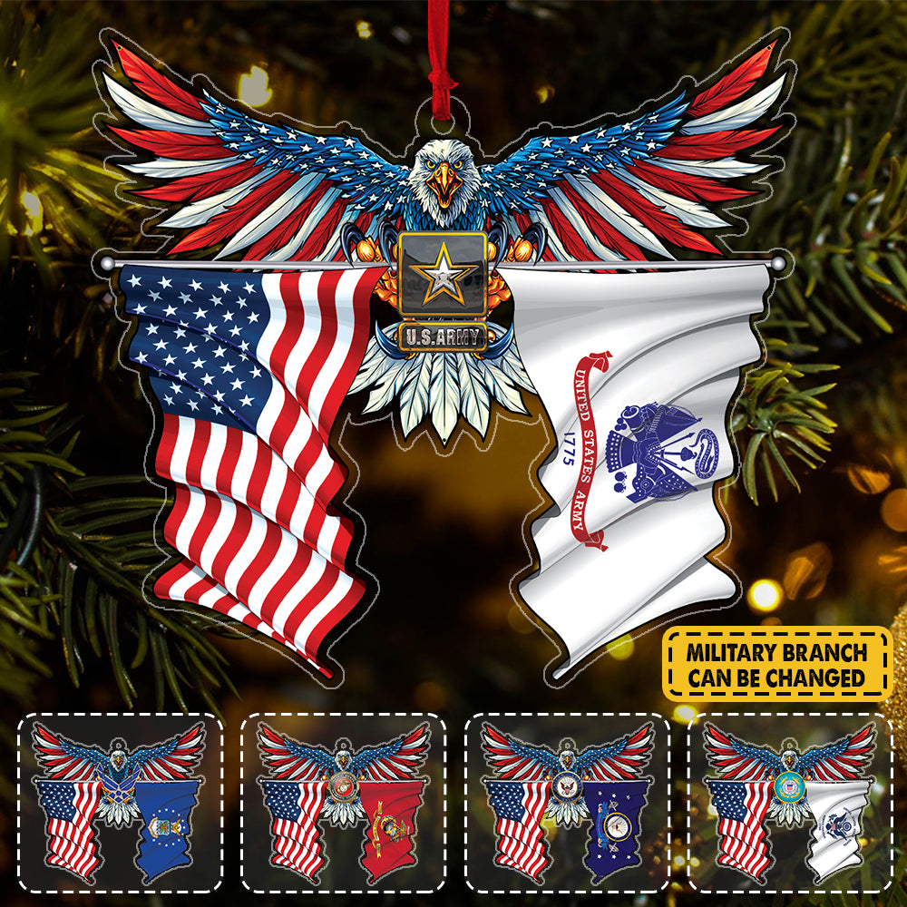 Personalized Acrylic Ornament American Eagle Flag Christmas Ornament Armed Forces Military Family Member K1702