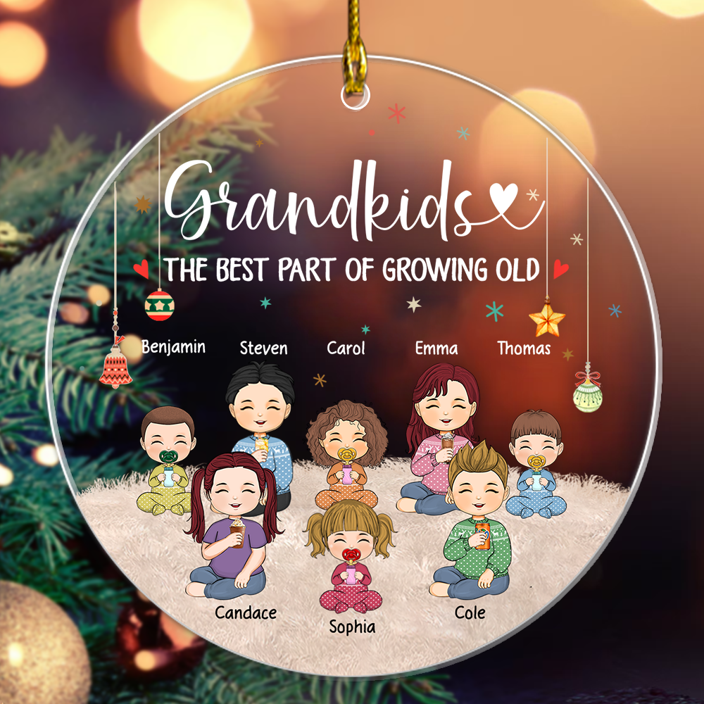 Grandkids The Best Part Of Growing Old Personalized Circle Acrylic Ornament