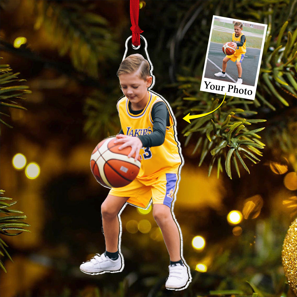 Basketball Player Son & Daughter Custom Photo Acrylic Ornament For Basketball Lovers