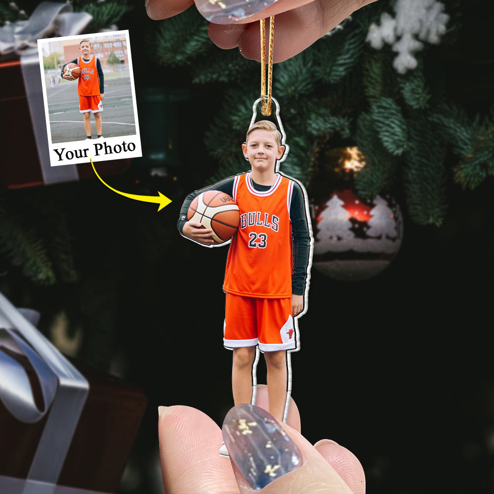 Basketball Player Son & Daughter Custom Photo Acrylic Ornament For Basketball Lovers