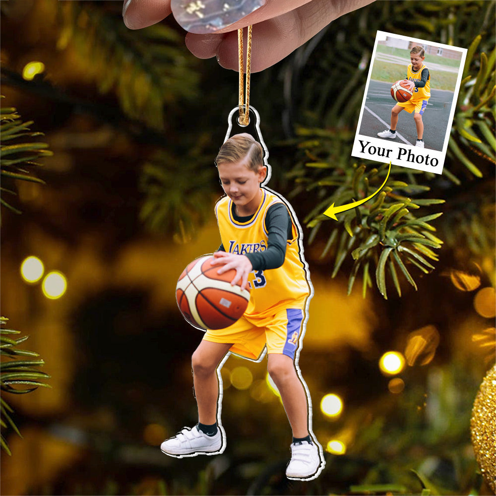 Basketball Player Son & Daughter Custom Photo Acrylic Ornament For Basketball Lovers