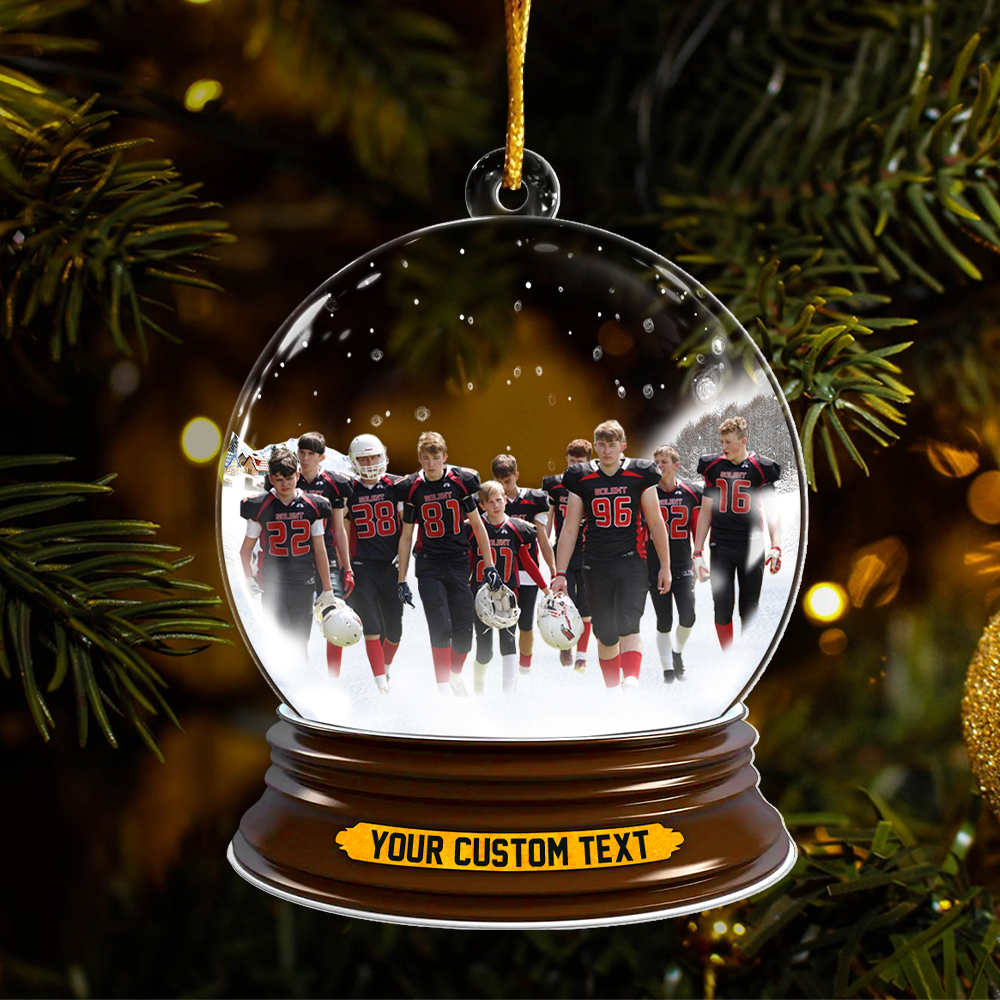 American Football Team Best Moments Of The Year In Christmas Snowball Christmas Acrylic Ornament Upload Photo For Football Lover H2511