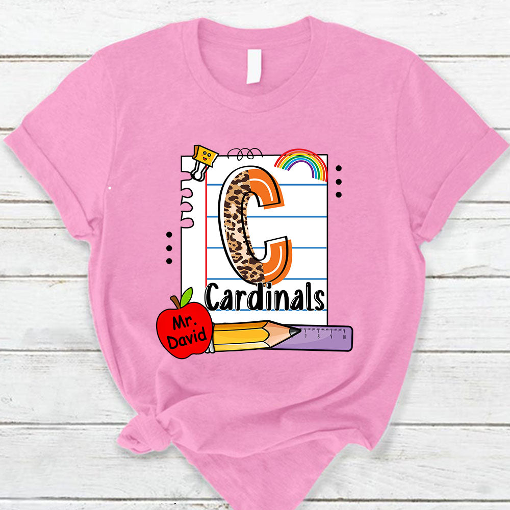 Personalized Cardinals School Mascot Lined Paper Shirt