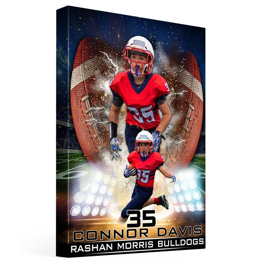 Personalized Name Number School Name Team Name American Football Player Poster Canvas For Football Lover Football Son Mom H2511