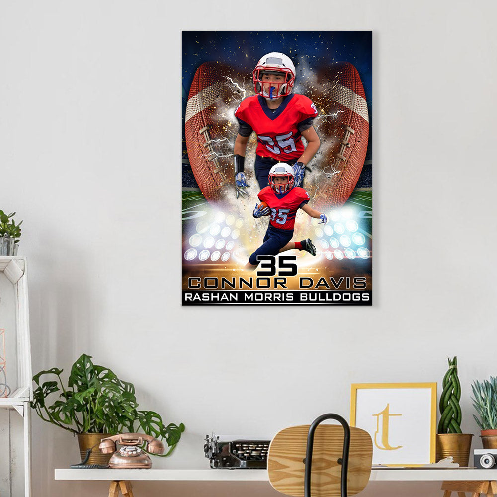 Personalized Name Number School Name Team Name American Football Player Poster Canvas For Football Lover Football Son Mom H2511