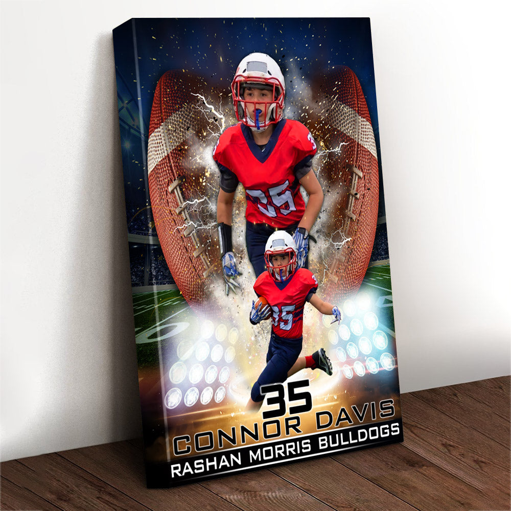 Personalized Name Number School Name Team Name American Football Player Poster Canvas For Football Lover Football Son Mom H2511