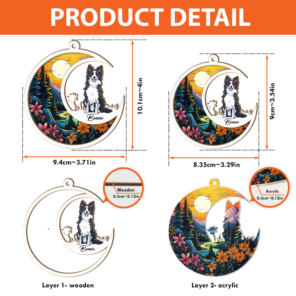 Dog Suncatcher Personalized Ornament - Handmade Custom Name And Dog Breed Decor, Engraved Dog Lovers Gift
