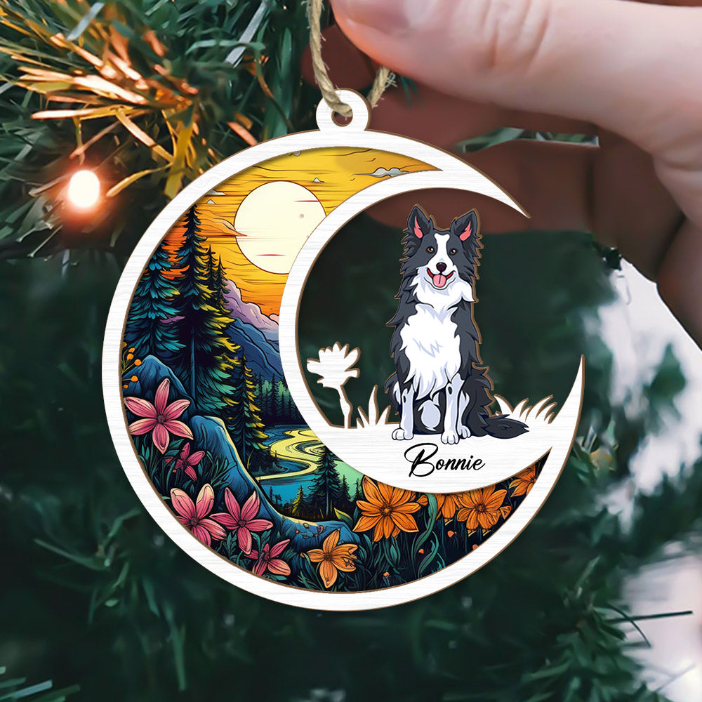 Dog Suncatcher Personalized Ornament - Handmade Custom Name And Dog Breed Decor, Engraved Dog Lovers Gift