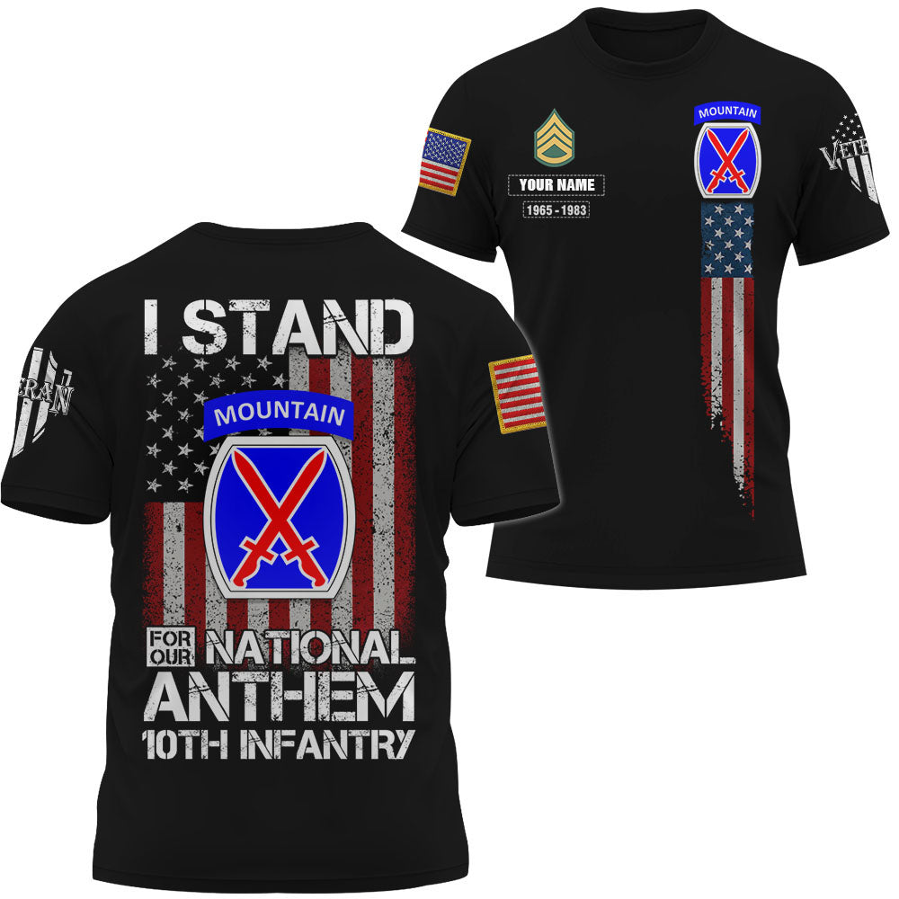 I Stand For Our National Anthem Us Veteran Custom All Over Print Shirt Division Badges Military K1702