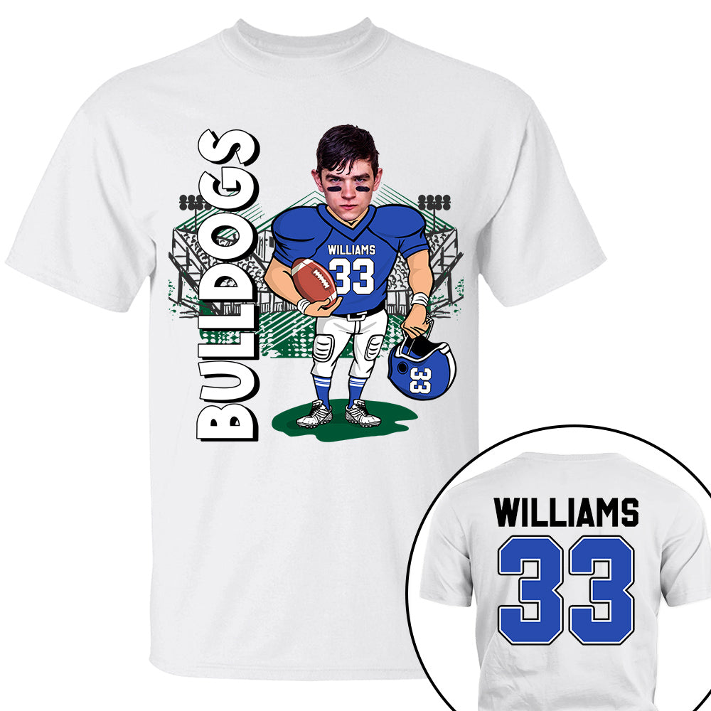 Personalized American Football Caricature Shirt Custom With Photo For Football Player Football Mom Family H2511