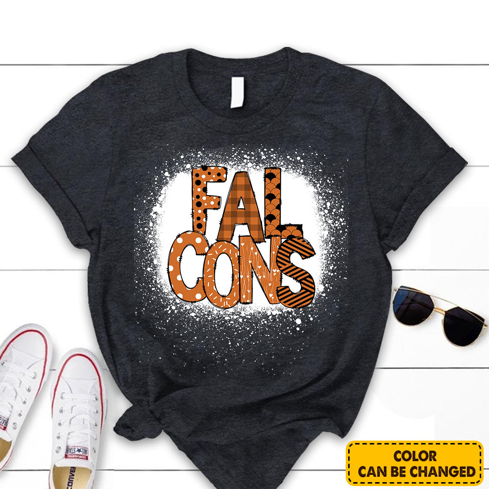 Personalized Falcons Doodle Pattern T-Shirt For Teacher