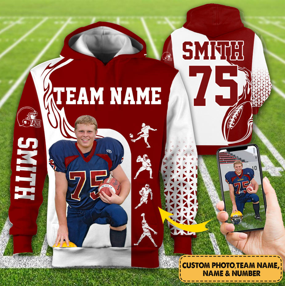 Personalized Football Shirt Custom Photo And Team Name All Over Print Shirt For Football Player