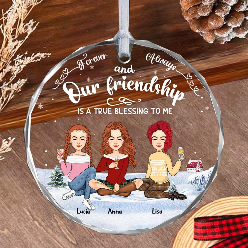 Luxury Ornament Friendship Is A True Blessing To Me - Personalized Glass Ornament Gift For Best Friends