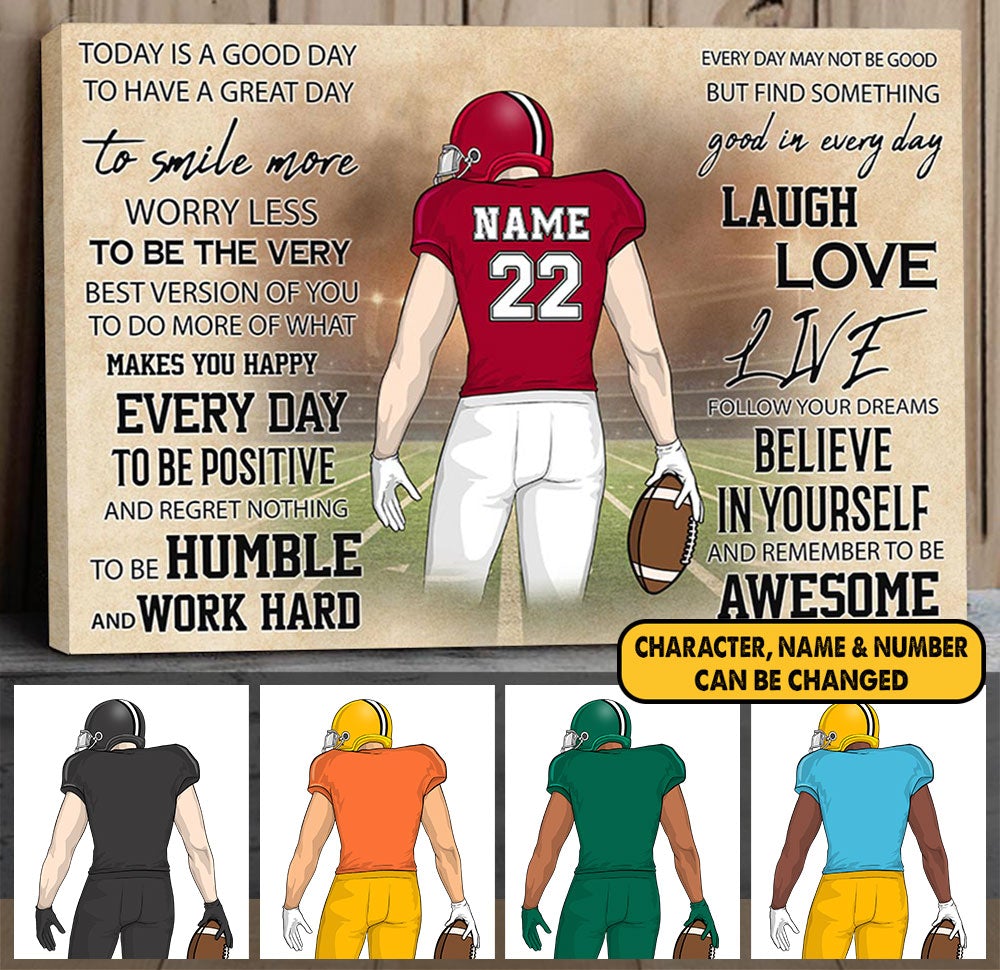 Personalized Canvas Gift For Football Player - Custom Gifts For Football Lovers - American Football Today Is A Good Day To Have A Great American Canvas Poster