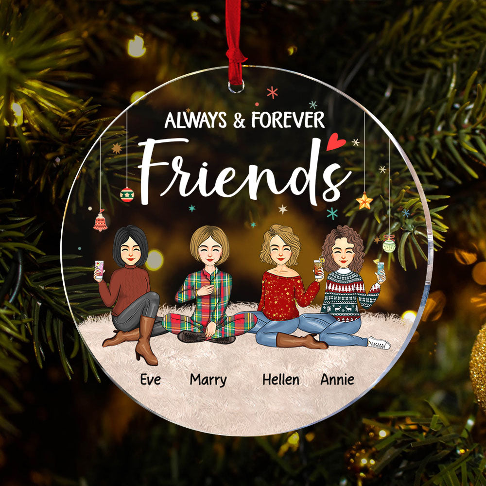 Always & Forever Friends Personalized Circle Acrylic Ornament