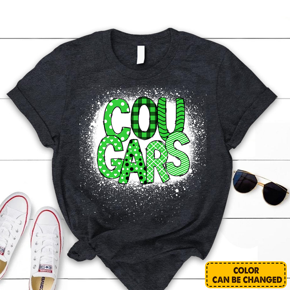 Personalized Cougars Doodle Pattern T-Shirt For Teacher