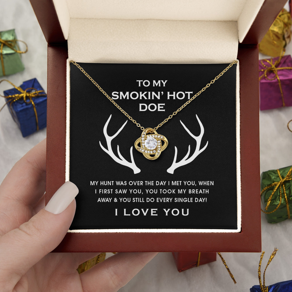 To My Smokin Hot Doe Love Knot Necklace Husband, Wife Hunting Deer Necklace Wife Forever Love Necklace For Women