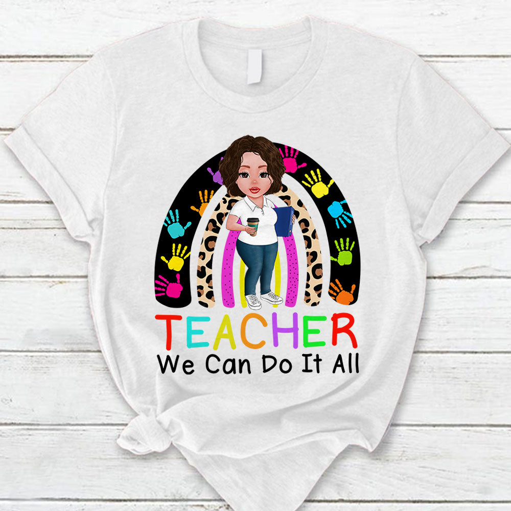 Personalized Teacher We Can Do It All Cheetah Rainbow Shirt Gift For Teacher