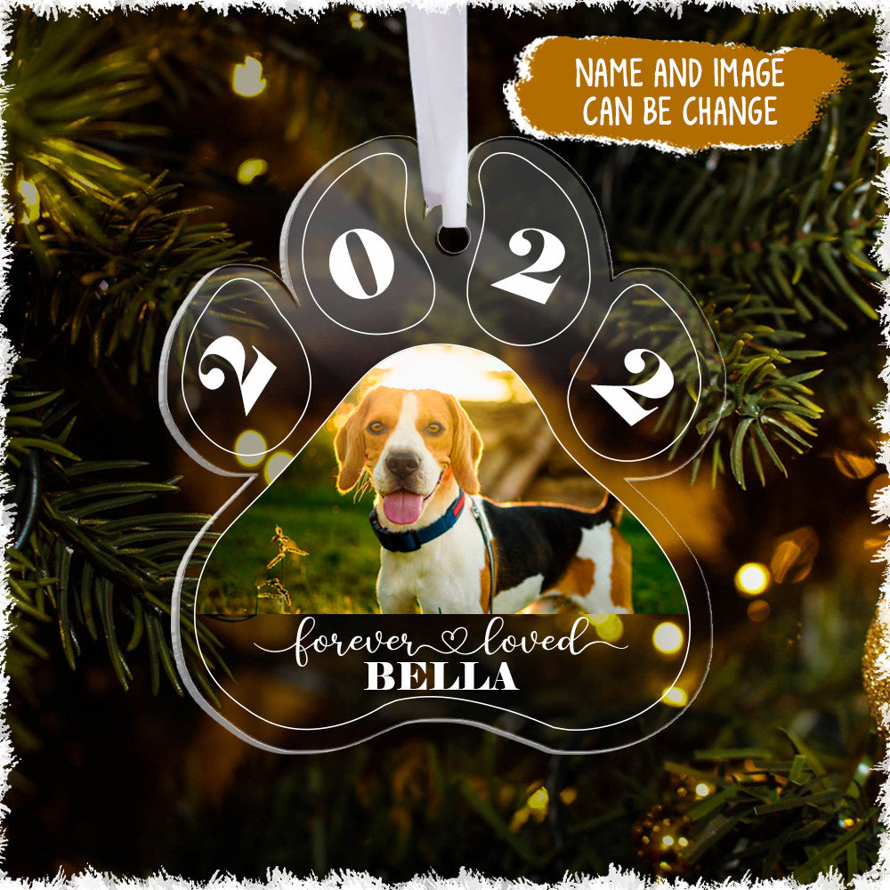 Forever Loved Dog's Name Paw Personalized Ornament Gift For Dog Lovers Gift For Your Family Or Friends H2511