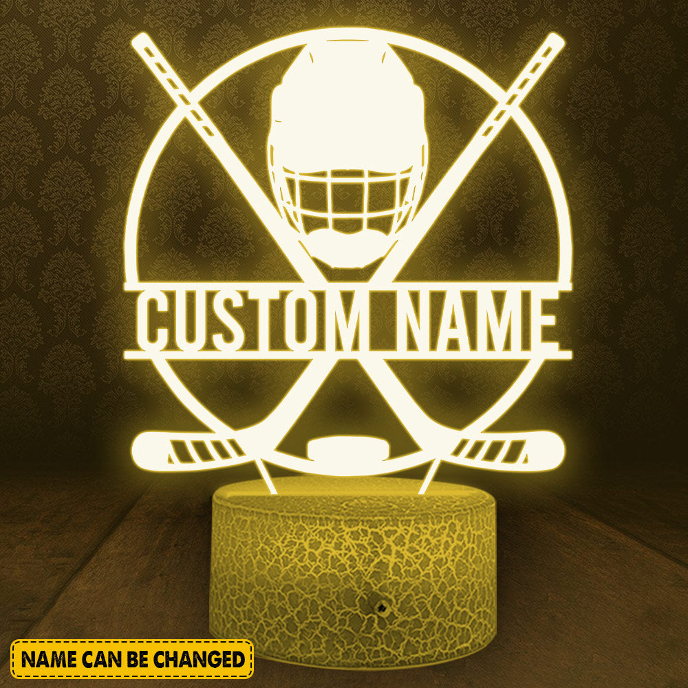 Personalized Hockey Led Night Lamp Gift For Hockey Player - Custom Gifts For Hockey Lovers - Hockey Night Light