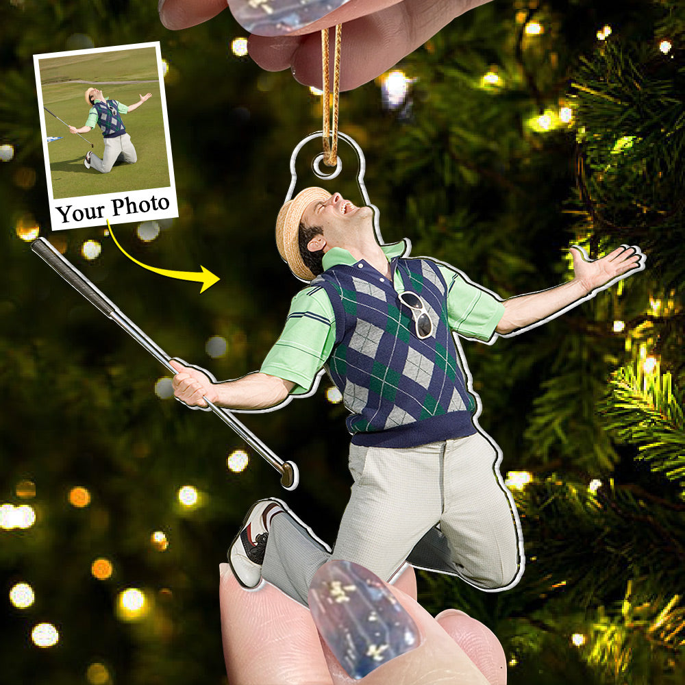 Custom Photo Golf Player Acrylic Ornament Gift Golf Lovers