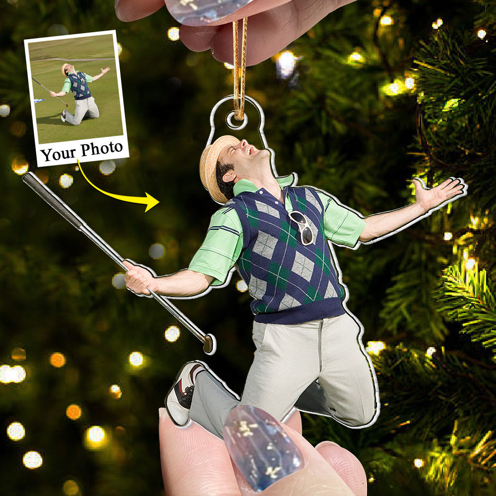 Custom Photo Golf Player - Personalized Acrylic Family Photo Ornament Gift Golf Lovers