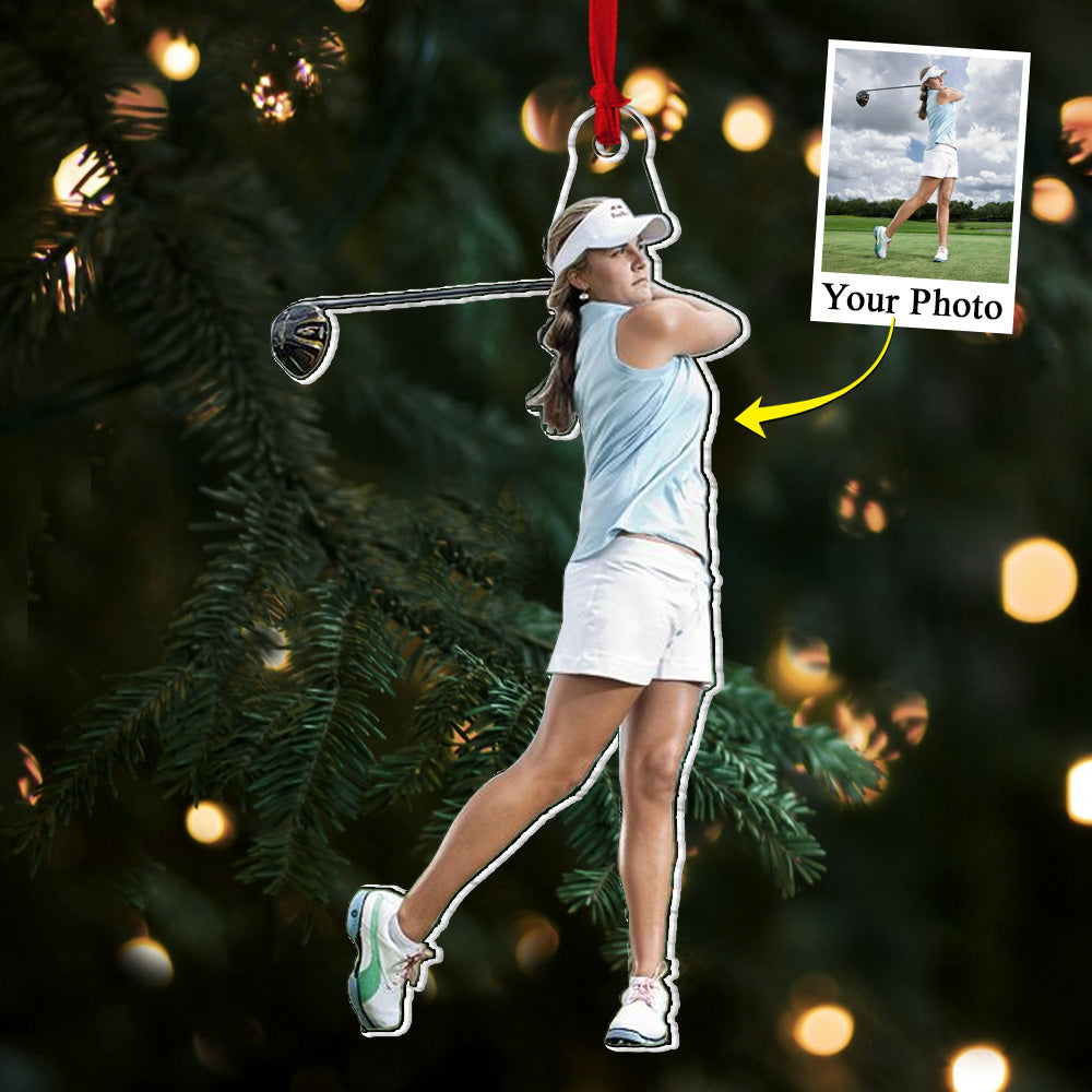 Custom Photo Golf Player - Personalized Acrylic Family Photo Ornament Gift Golf Lovers