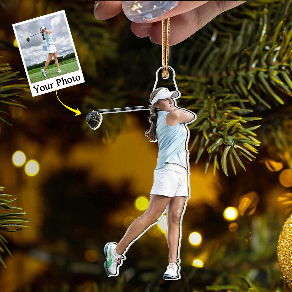 Custom Photo Golf Player - Personalized Acrylic Family Photo Ornament Gift Golf Lovers