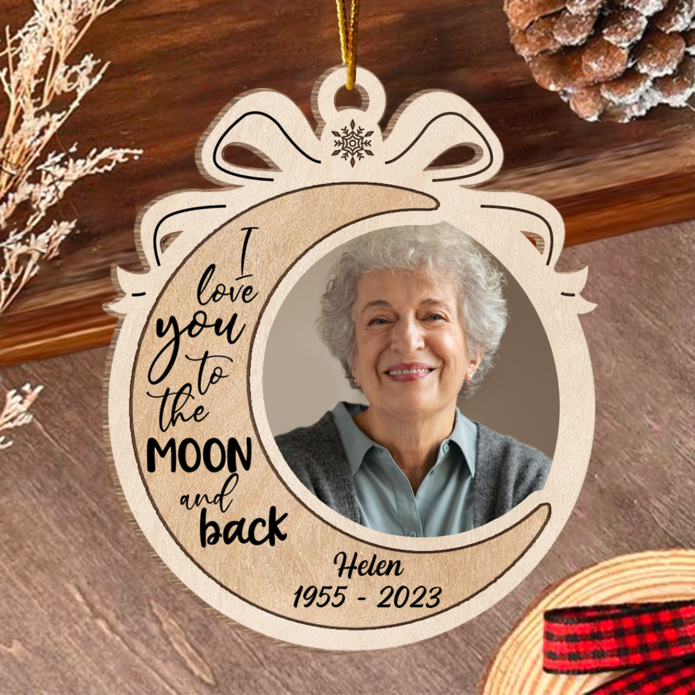 I Love You To The Moon And Back Personalized Wooden Ornament