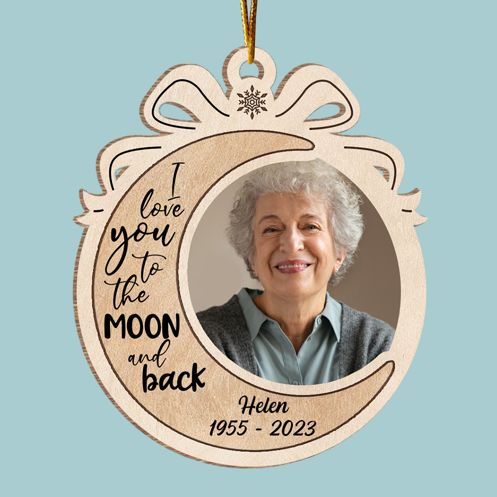 I Love You To The Moon And Back Personalized Wooden Ornament