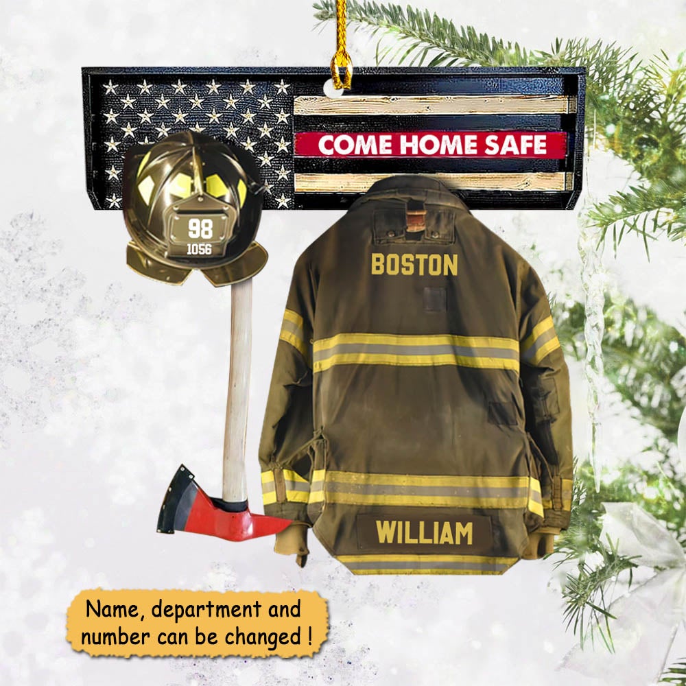 Come Home Safe Firefighter Armor And Name Ornament