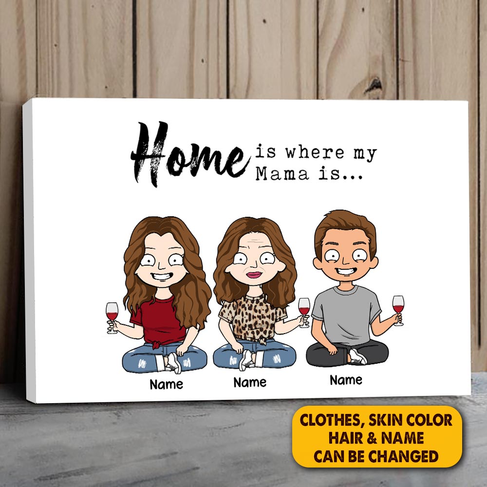 Personalized Home Is Where My Mama Is Poster Canvas For Mom Grandma Mama