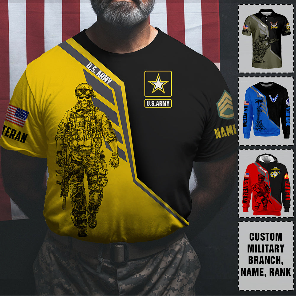 Personalized Shirt For Veteran Customize All Branches, Rank Name Veteran All Over Print Shirt K1702