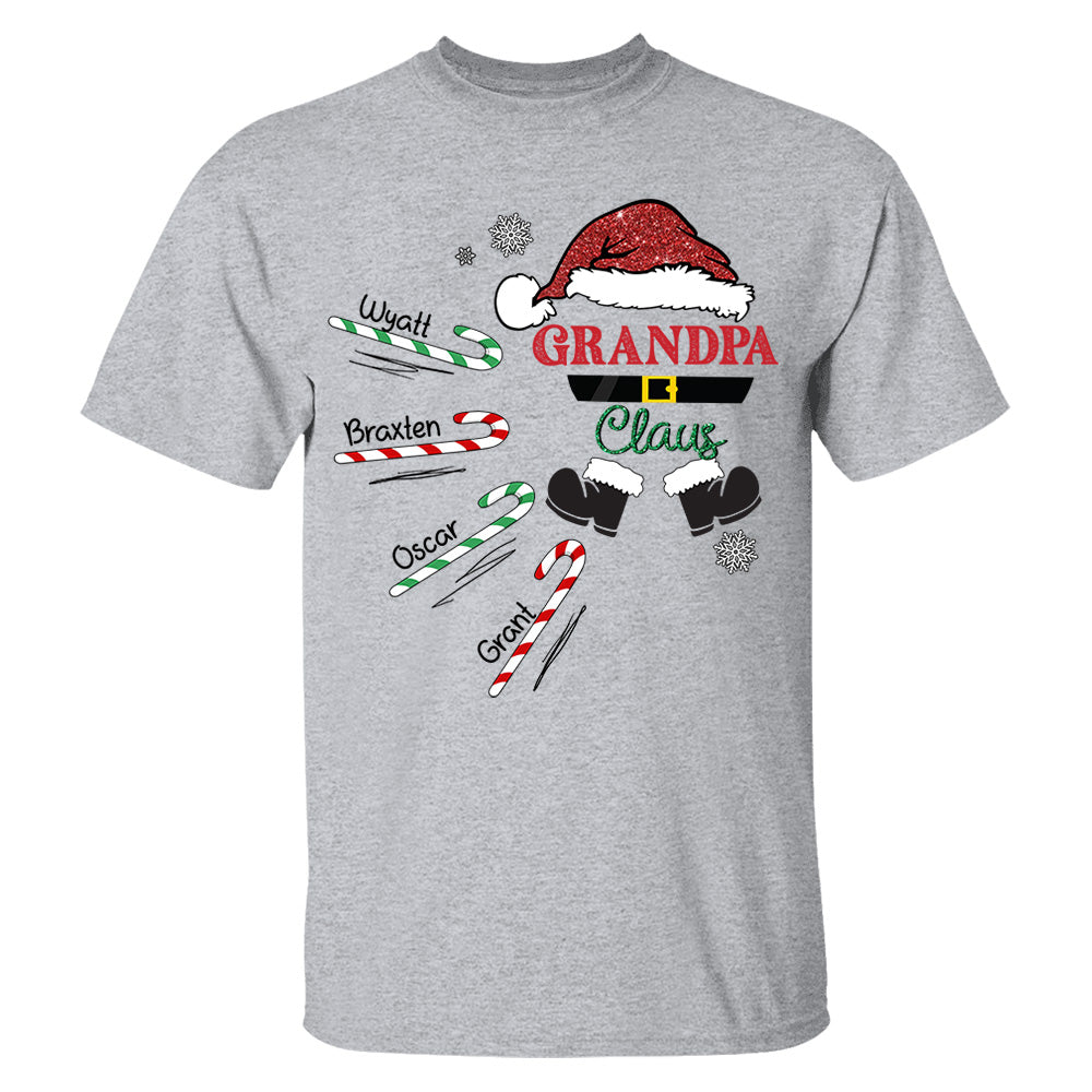 Papa Claus Candy Cane Winter Personalized Christmas Shirt Gift - Family Best Gifts For Christmas