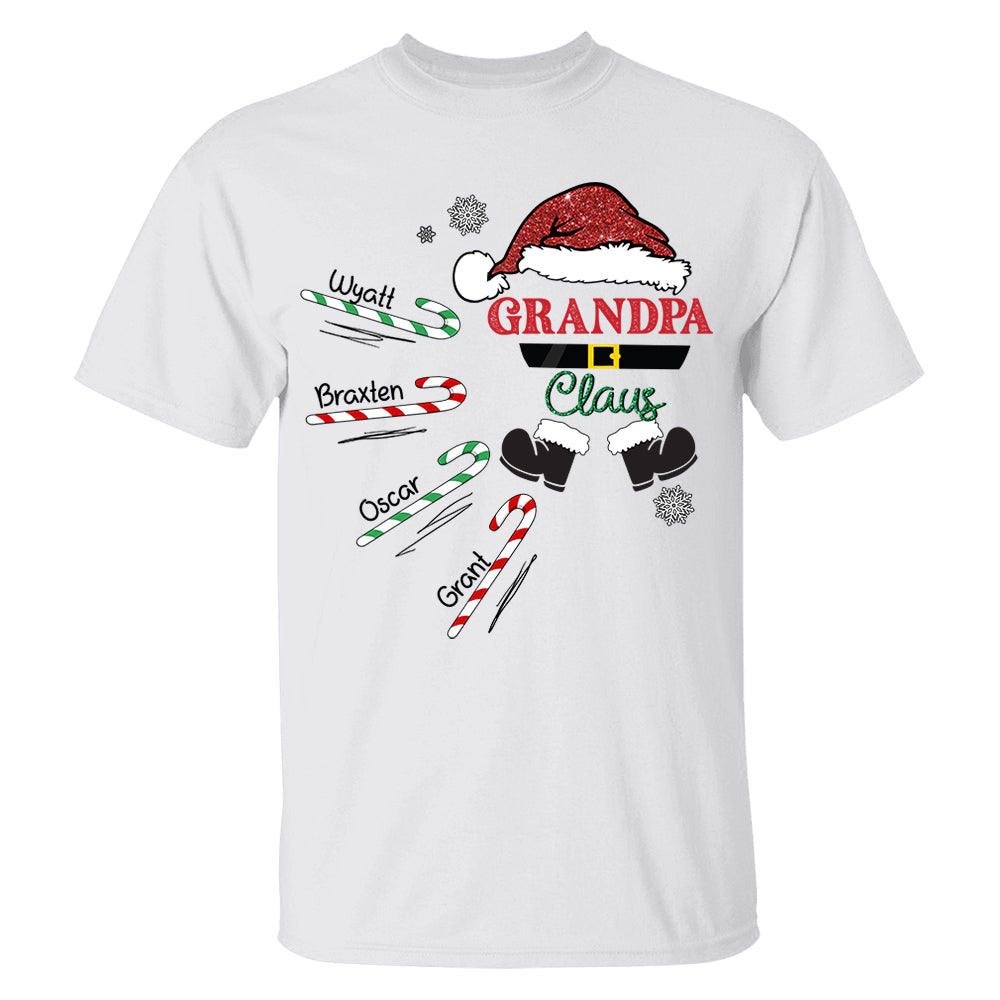 Papa Claus Candy Cane Winter Personalized Christmas Shirt Gift - Family Best Gifts For Christmas
