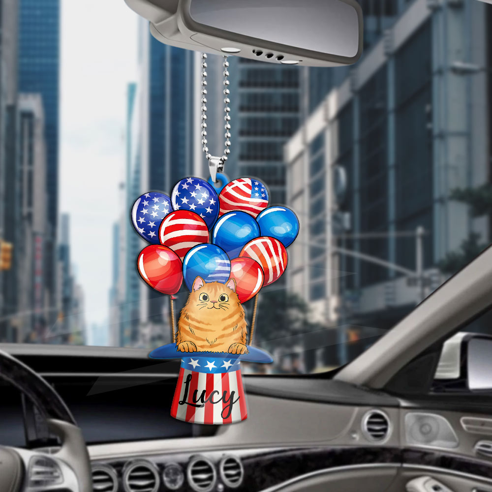 Cat Air Balloon Personalized Car Ornament