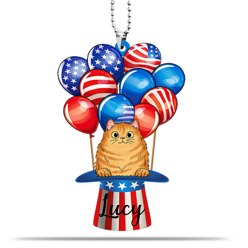 Cat Air Balloon Personalized Car Ornament