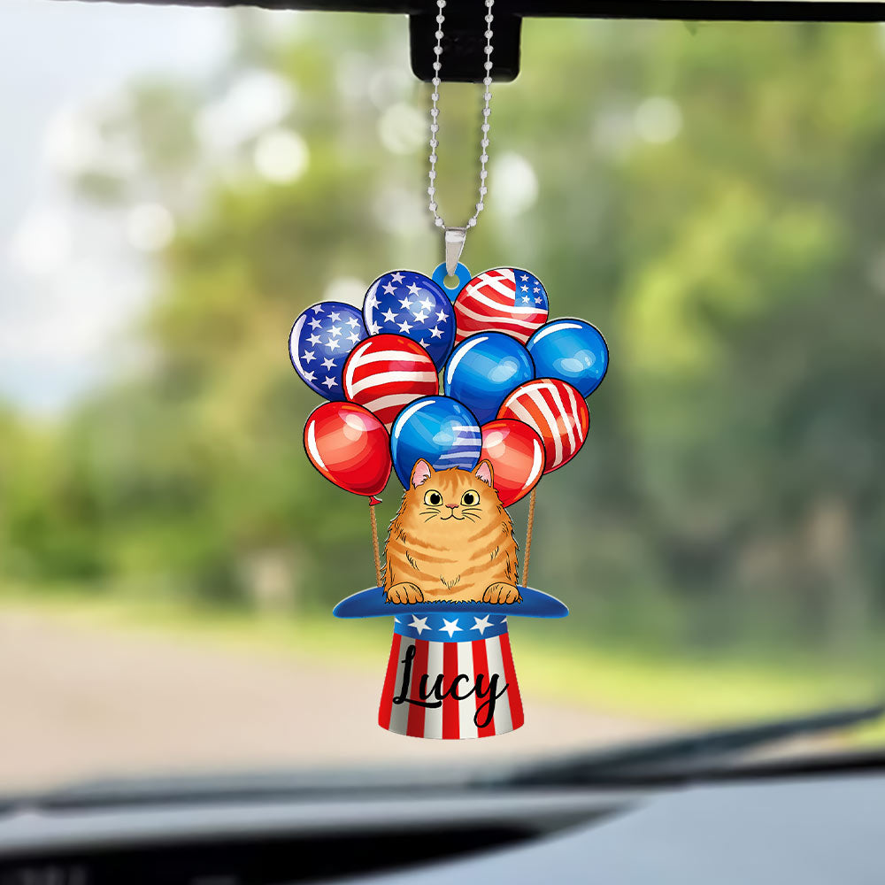 Cat Air Balloon Personalized Car Ornament