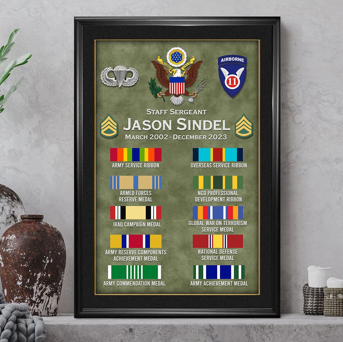 Custom Poster Canvas For Veterans Information Rank Medal Ribbon Proud Served K1702