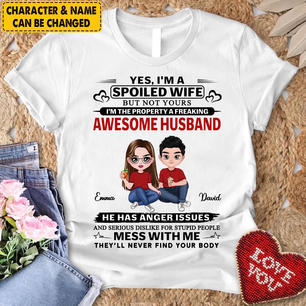 Personalized Shirt For Wife From Husband - I'm A Spoiled Wife But Not Yours Shirt - Custom Funny Valentines Day Gift For Her - Custom Gifts For Wife