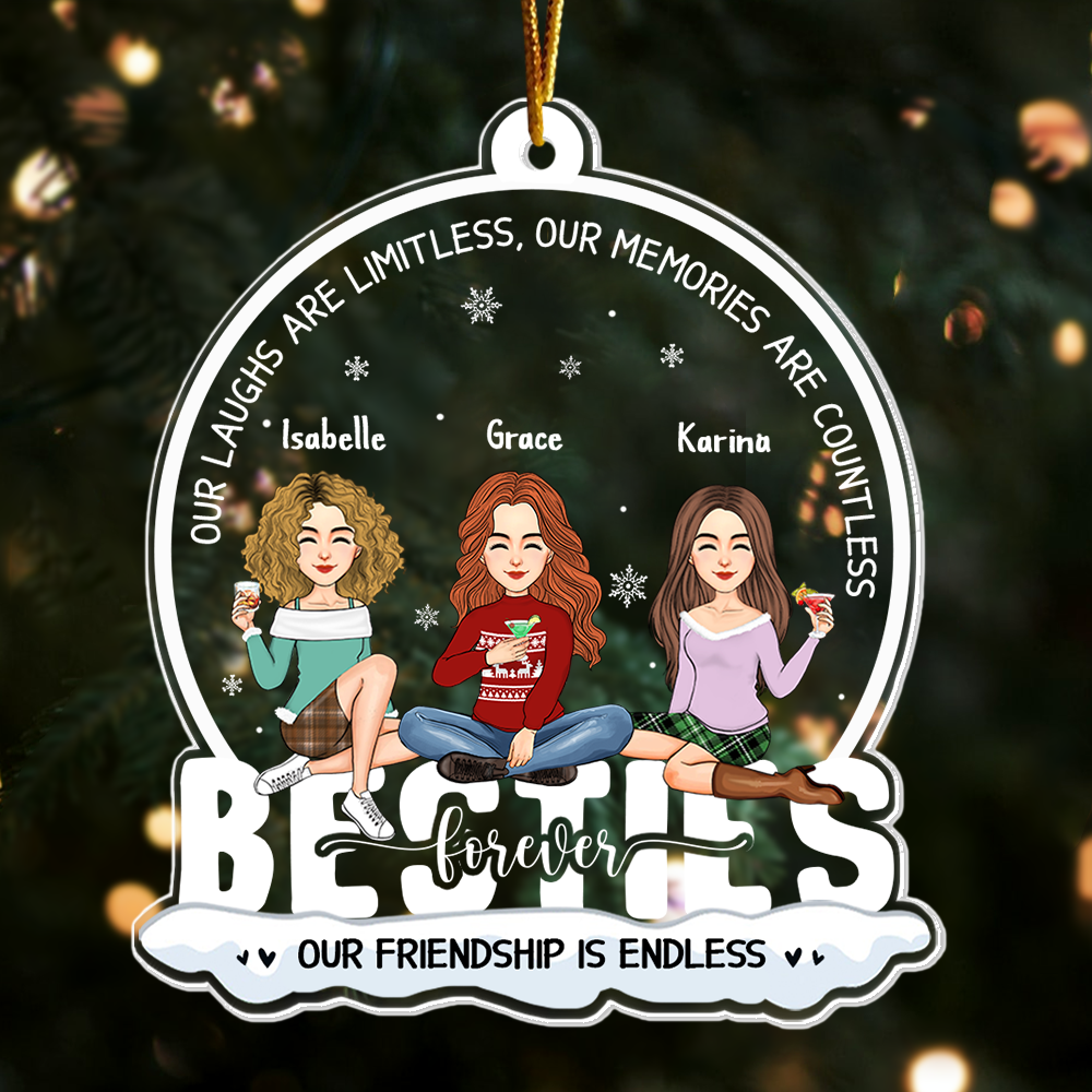 Our Friendship Is Endless - Personalized Custom Acrylic Ornament For Besties Na02